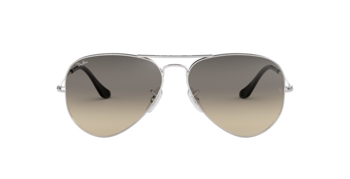 RB3025 003/32 - Calibre: 55 AVIATOR LARGE METALL - SILVER CLEAR GRADIENT GREY