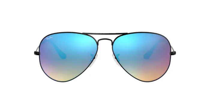 Ray-Ban RB3025 002/4O - Calibre: 58 AVIATOR LARGE METALL - BLACK BROWN GRADIENT MIRROR BLUE