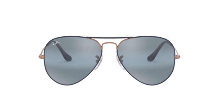 Ray-Ban RB3025 9156AJ - Calibre: 55 AVIATOR LARGE METALL - MATTE DARK BLUE ON COPPER BLUE BI-MIRROR GREY