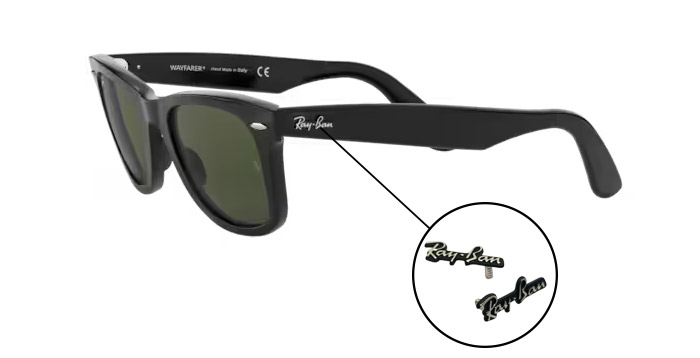 Pareja de Embellecedores varilla (Logotipo) Ray-Ban RB2140 WAYFARER